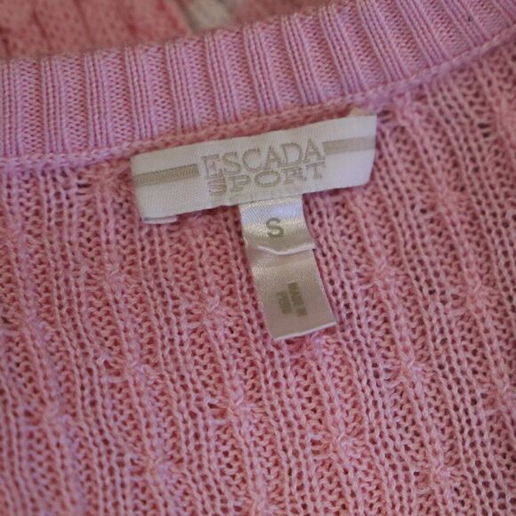 Escada Sport Cotton Pink V-Neck Cardigan Sz S - Picture 4 of 8